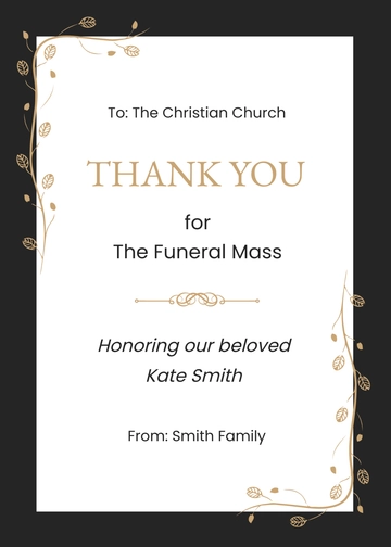 Free Funeral Thank You for Mass Card Template to Edit Online