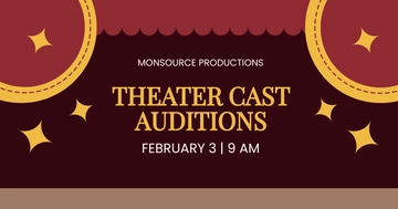 Free Theatre Audition Facebook Post Template to Edit Online