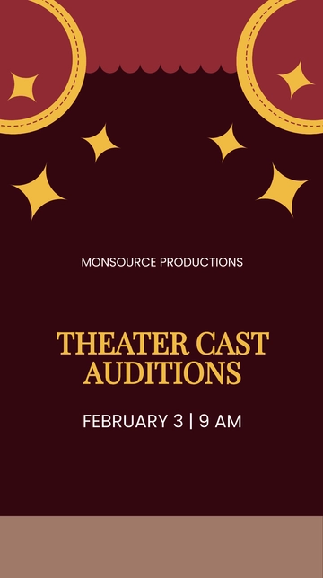 Free Theatre Audition Whatsapp Post Template to Edit Online