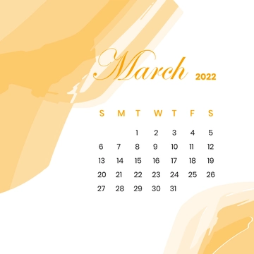 Free Blank March 2022 Calendar Clipart Template to Edit Online