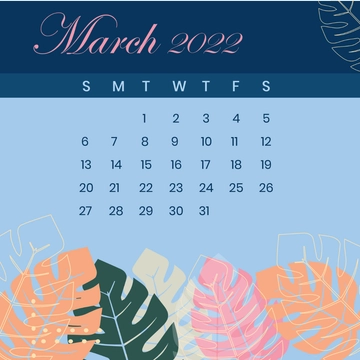 Free Colorful March Calendar Clipart Template to Edit Online