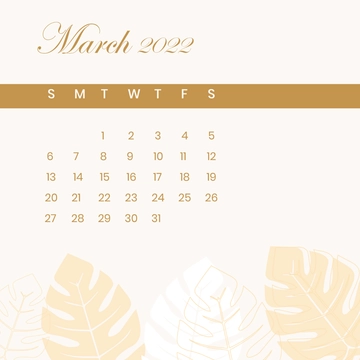 Free March 2022 Calendar Frame Clipart Template to Edit Online