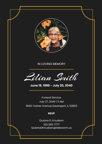 Free Simple Funeral Program Announcement Card Template to Edit Online