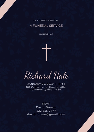 Free Electronic Funeral Announcement Invitation Template to Edit Online