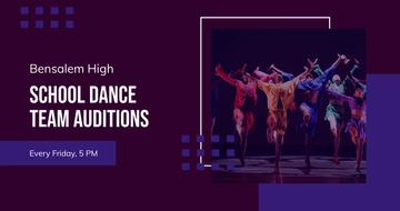 Free Dance Team Audition Facebook Post Template to Edit Online