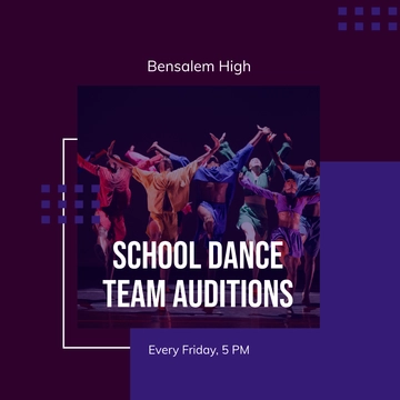 Free Dance Team Audition Instagram Post Template to Edit Online