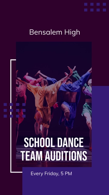 Free Dance Team Audition Whatsapp Post Template to Edit Online