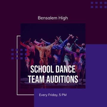 Free Dance Team Audition Linkedin Post Template to Edit Online