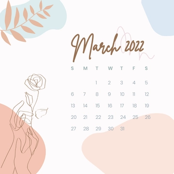 Free Aesthetic March Calendar Clipart Template to Edit Online