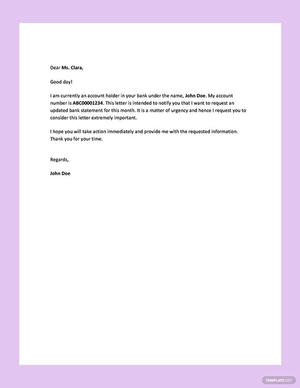 Request Letter to Bank