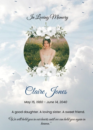 Free Funeral Service Remembrance Card Template to Edit Online