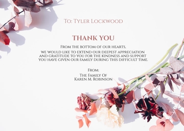 Free Funeral Flower Thank You Card Template to Edit Online