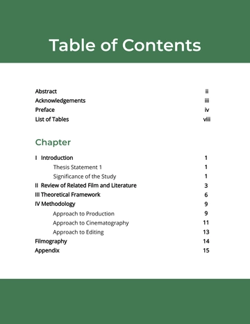 Free Thesis Table Of Contents Template to Edit Online