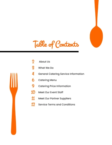 Free Food Table Of Contents Template to Edit Online