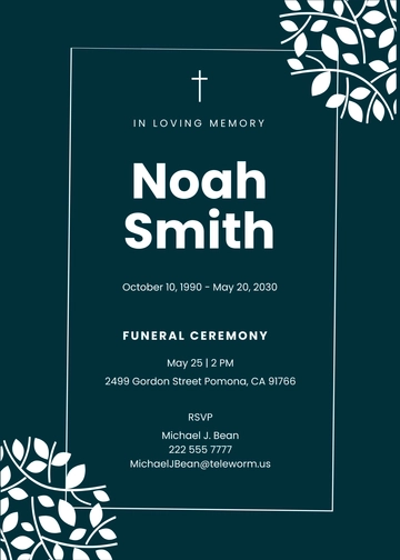 Free Elegant Funeral Ceremony Invitation Template to Edit Online