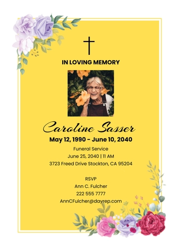Free Floral Catholic Funeral Card Template to Edit Online