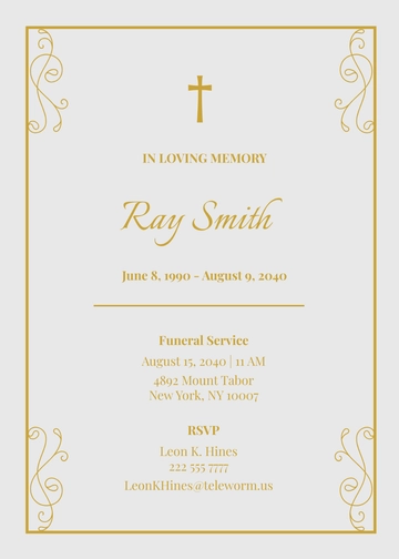 Free Sample Catholic Funeral Card Template to Edit Online