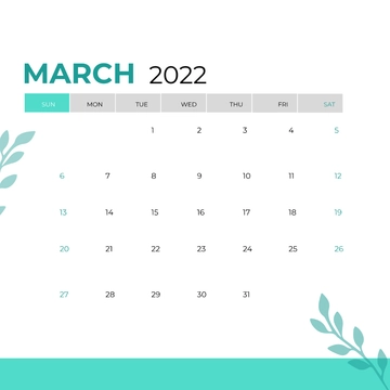 Free Simple March Calendar Clipart Template to Edit Online
