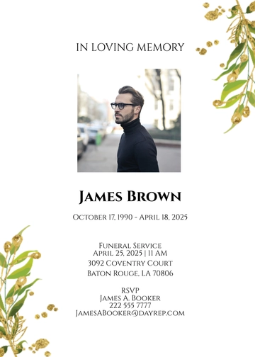 Free Funeral Service Card Design Template to Edit Online