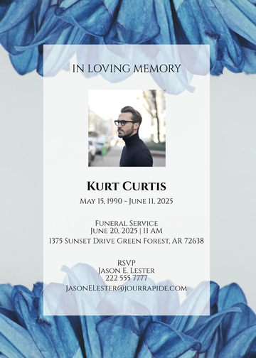 Free Floral Funeral Service Card Template to Edit Online