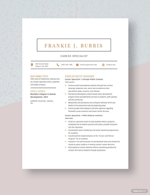 Career Specialist Resume
