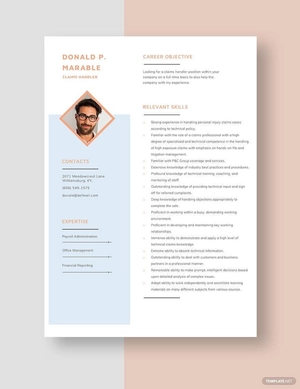 Claim Handler Resume
