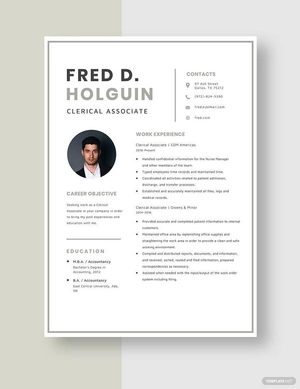 Clerical Associate Resume