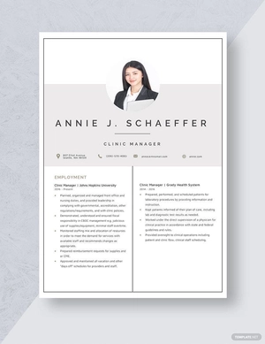 Clinic Manager Resume