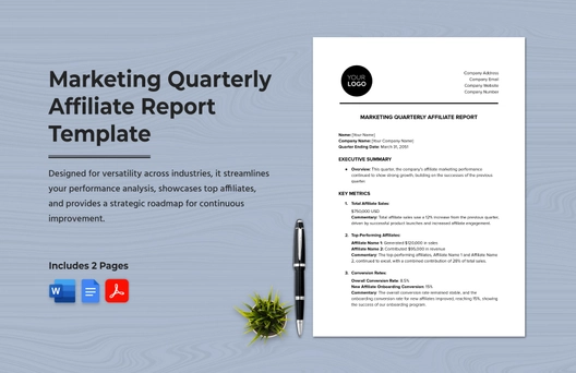 Marketing Quarterly Affiliate Report Template Marketing Quarterly Affiliate Report Template