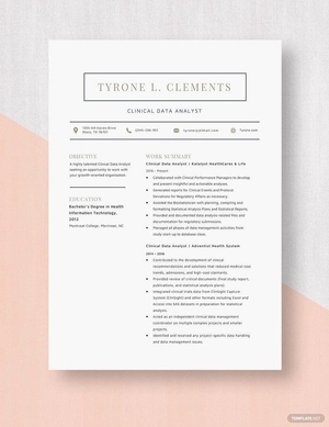 Clinical Data Analyst Resume