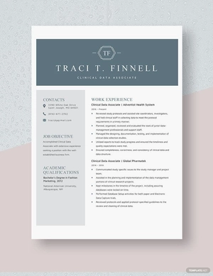 Clinical Data Associate Resume