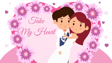 Free Cartoon Wedding Couple Wallpaper Template to Edit Online