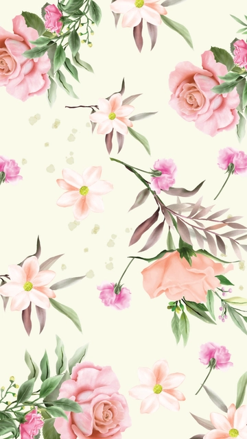 Free Watercolor Wedding Flower Mobile Background Template to Edit Online