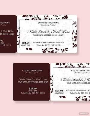 Elegant Food Ticket Template