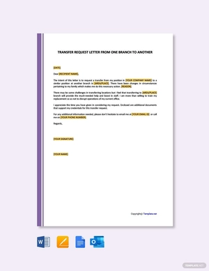 Job Transfer to Another Branch Request Letter
