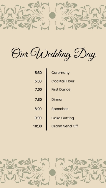 Free Wedding Timeline Mobile Wallpaper Template to Edit Online