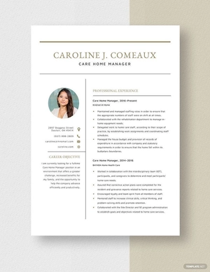Care Home Manager Resume