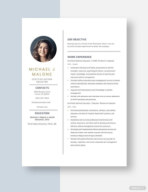 Certified Asthma Educator Resume