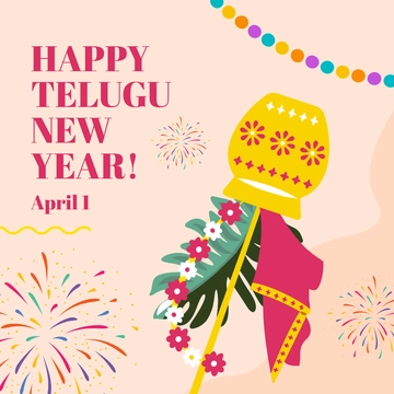 Free Happy Telugu New Year Instagram Post Template to Edit Online