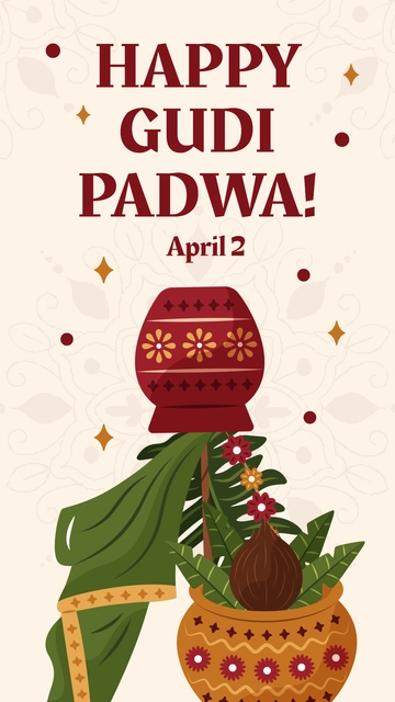 Free Happy Gudi Padwa Whatsapp Post Template to Edit Online