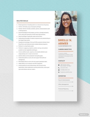 Claims Representative Resume