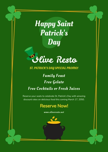 Free St Patricks Day Specials Table Tent Template to Edit Online