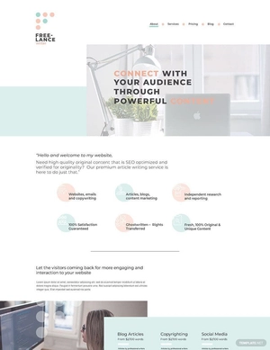 Freelance Writer PSD Landing Page Template