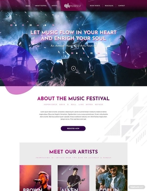 Music Festival PSD Landing Page Template