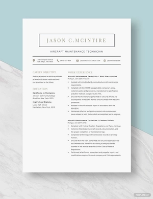 Aircraft Maintenance Technician Resume