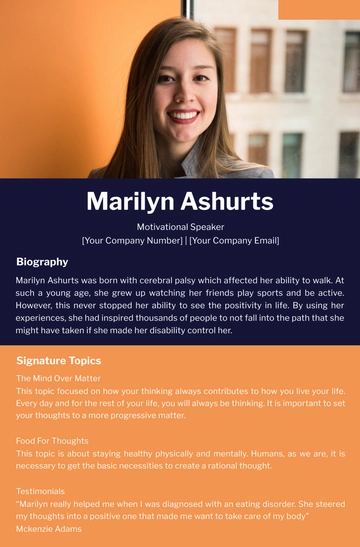 Free Speaker One Sheet Template to Edit Online