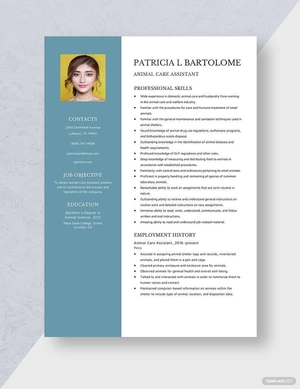 Animal Care Assistant Resume