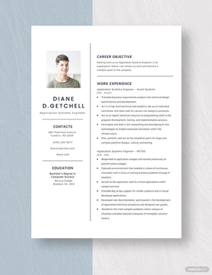 Application Systems Engineer Resume