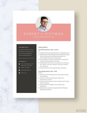 Client Representative Resume