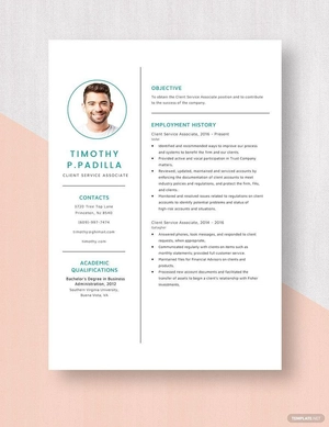 Client Service Associate Resume